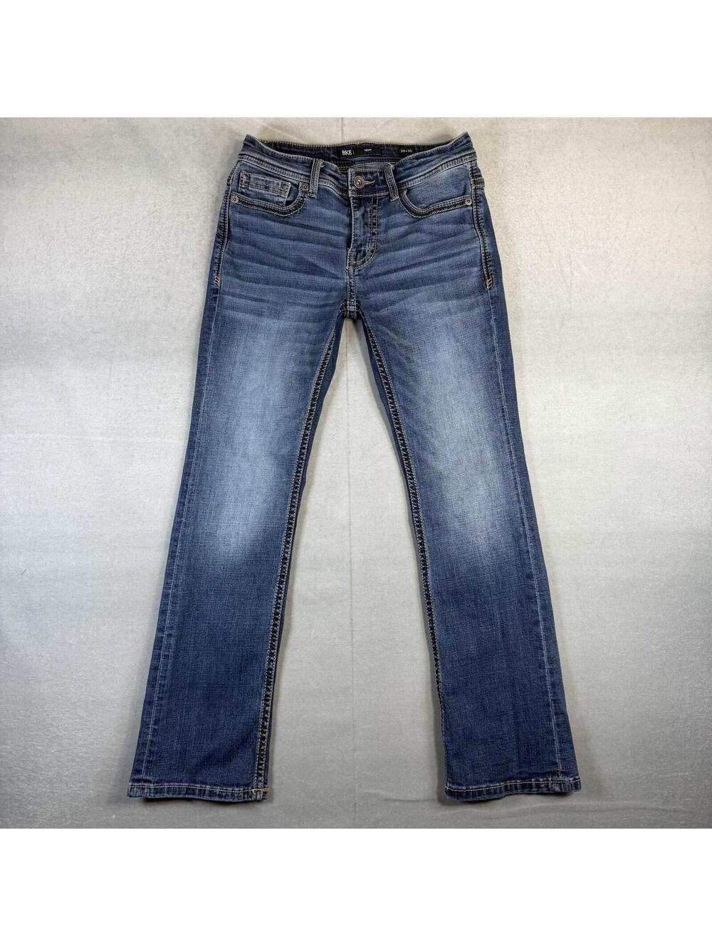 BKE Aiden Jeans Men’s 28x30 Blue Bootcut Dark Wash Western Buckle Stretch Denim